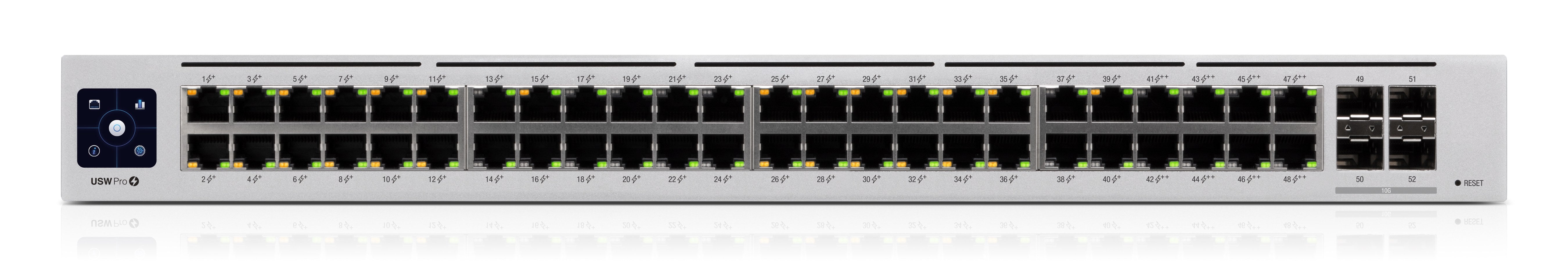 Switch USW-Pro-48-POE Gen2 Ubiquiti Networks - Capa 3 de 48 puertos PoE 802.3at/bt + 4 puertos 1/10G SFP+, 600W, pantalla informativa Switch USW-Pro-48-POE Gen2 Ubiquiti Networks - Capa 3 de 48 puertos PoE 802.3at/bt + 4 puertos 1/10G SFP+, 600W, pantalla informativa